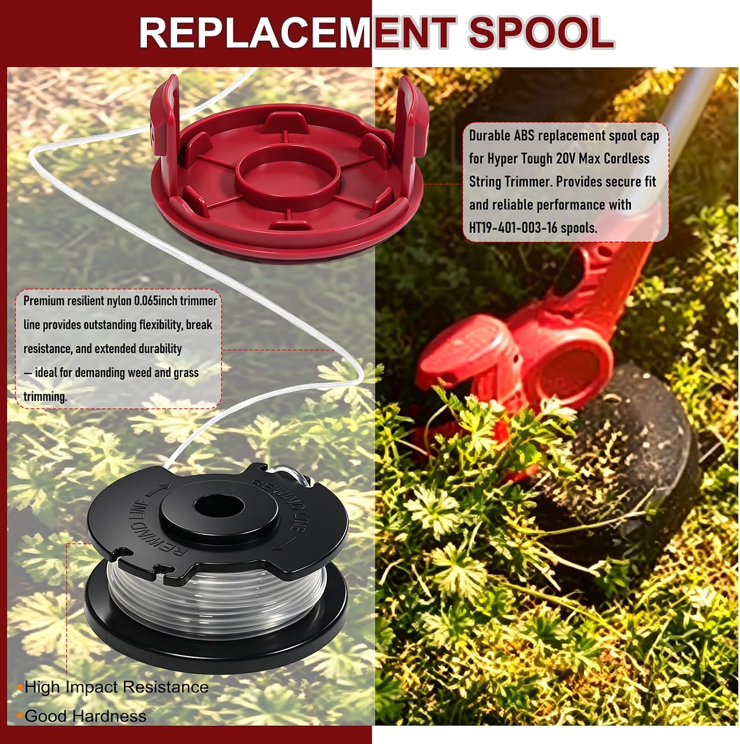 HT21-401-003-02 Replacement .065" Line Spool for Hyper Tough 20v 12"Trimmer view 5