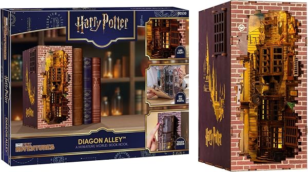 Revell Kit de modélisme Tiny Adventures I Diagon Alley Harry Potter I Maison miniature 3D I Serre-livres en bois I Cadeau d'anniversaire pour les fans I Serre-livres Harry Potter