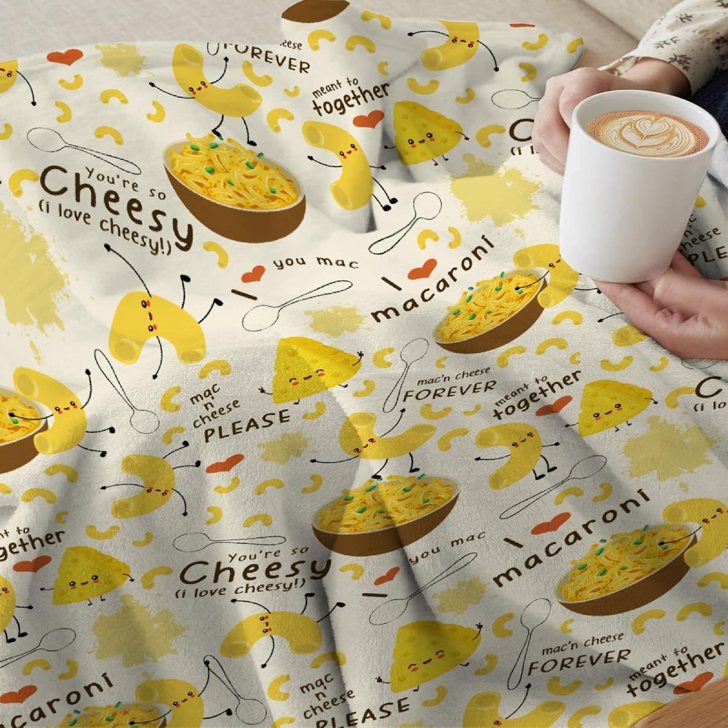 Mac and Cheese Blanket,Cute Mac n Cheese Throw Blanket,Cheese Pasta Flannel Blanket Gift for Toddler Infant Newborn,Fuzzy Warm Soft Plush Lightweight Bedding,Mac & Cheese Decors 30"x40" for Pet/Baby - Image 4