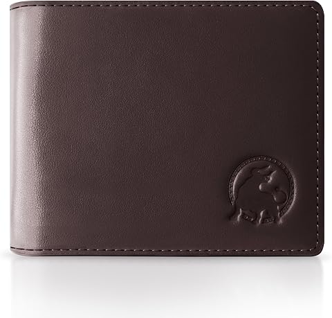 Full-Grain Leather Wallet for Men, Slim Bifold RFID Blocking Wallet with Cash Po