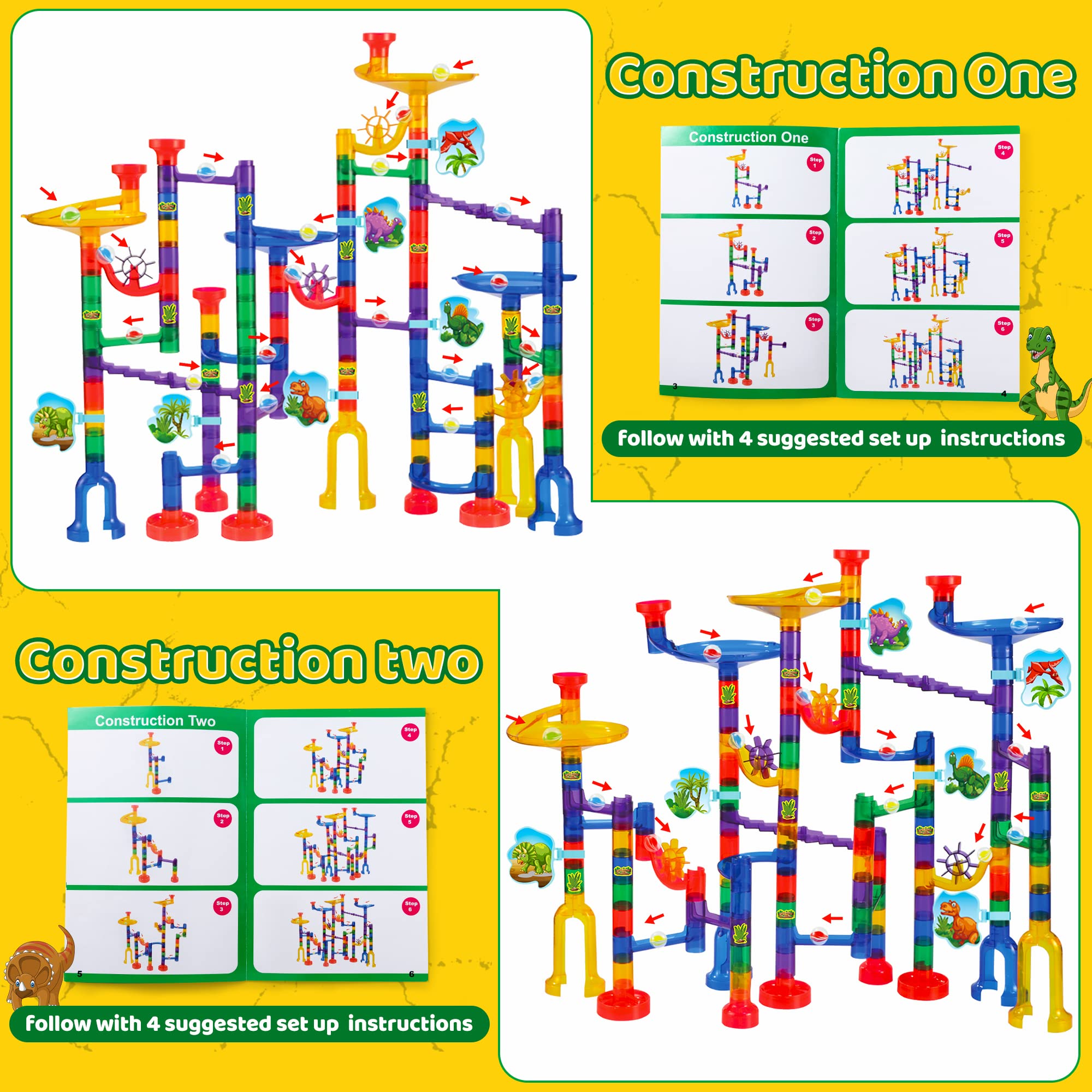 Buy JOYIN Dinosaur Theme Marble Run Set, 162Pcs Kids Marble Race Game