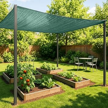 SUNNY GUARD 35-45% Sun Shade Cloth, 6 x 8 FT Green HDPE Mesh Breathable Garden Shade Cover for Plants, Vegetables, Greenhouse, Patio, Chicken Coop & Dog Kennel