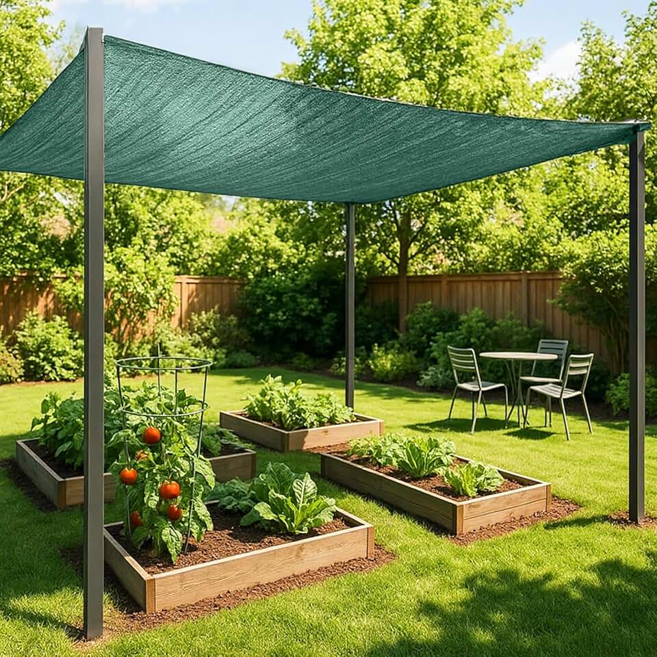 SUNNY GUARD 35-45% Sun Shade Cloth, 6 x 8 FT Green HDPE Mesh – Breathable Garden Shade Cover for Plants, Vegetables, Greenhouse, Patio, Chicken Coop &amp; Dog Kennel