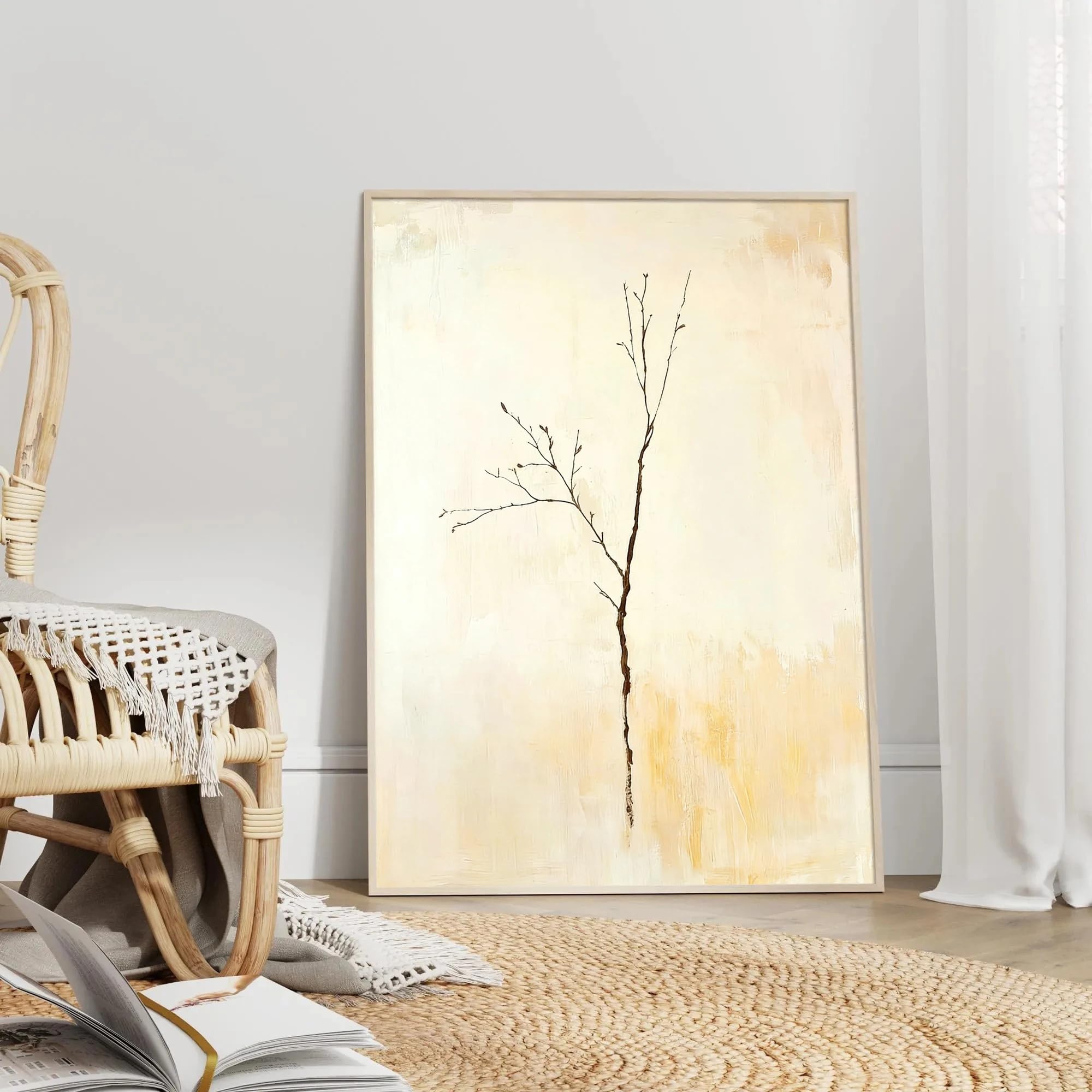 Lienzo decorativo wabi-sabi para renovar paredes vacias con arte abstracto beige sin marco