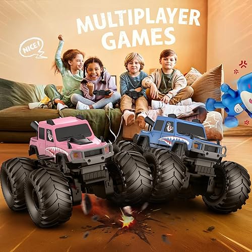 Miniatura 7 de NQD Camión monstruo de juguete, resistente al agua con rotación de 360 4 x 4, camiones monstruo anfibios de control remoto, 2.4 GHz, todo terreno,