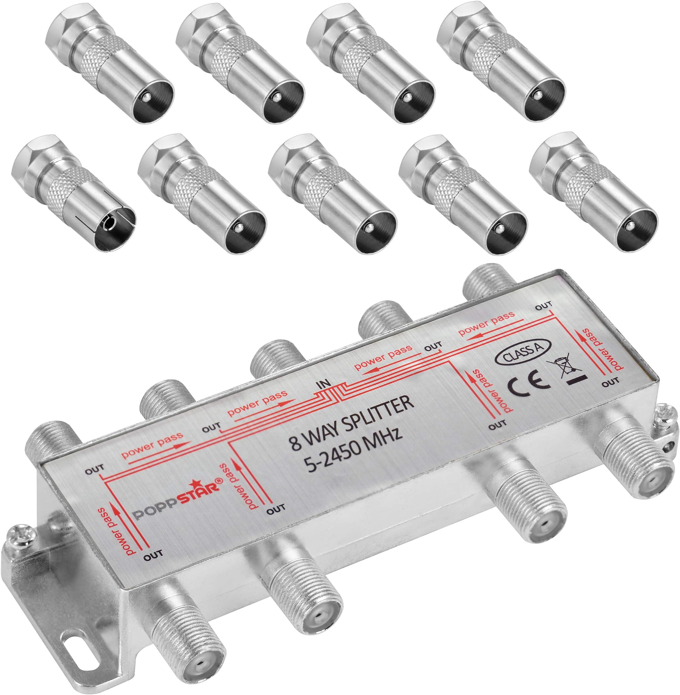 Sat Verteiler 3 Fach Mit Verstärker Poppstar Sat-Verteiler Splitter Umschalter 3-Fach inkl. F-Stecker für