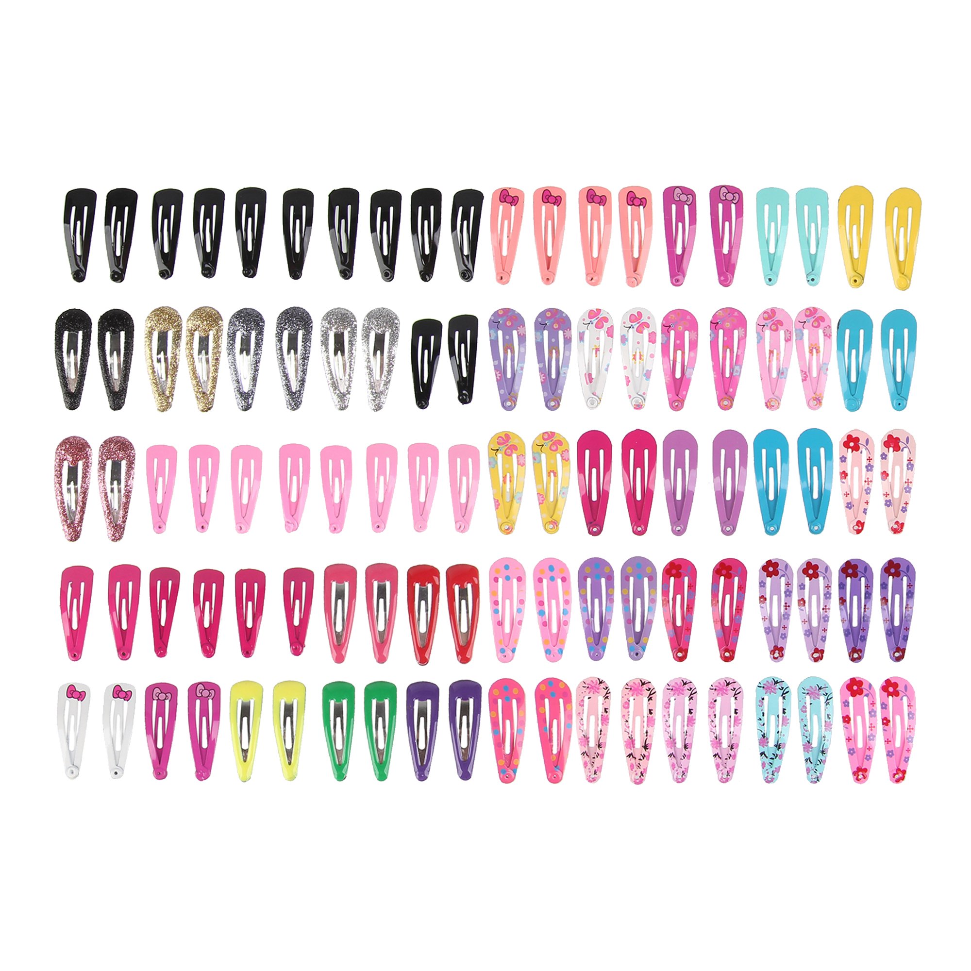 Beauty7 100PCS Clips de Pelo Broche de Metal 3.5cm Horquillas Infantiles Impreso Multicolor Pinzas Pelo Mini Clips Niña