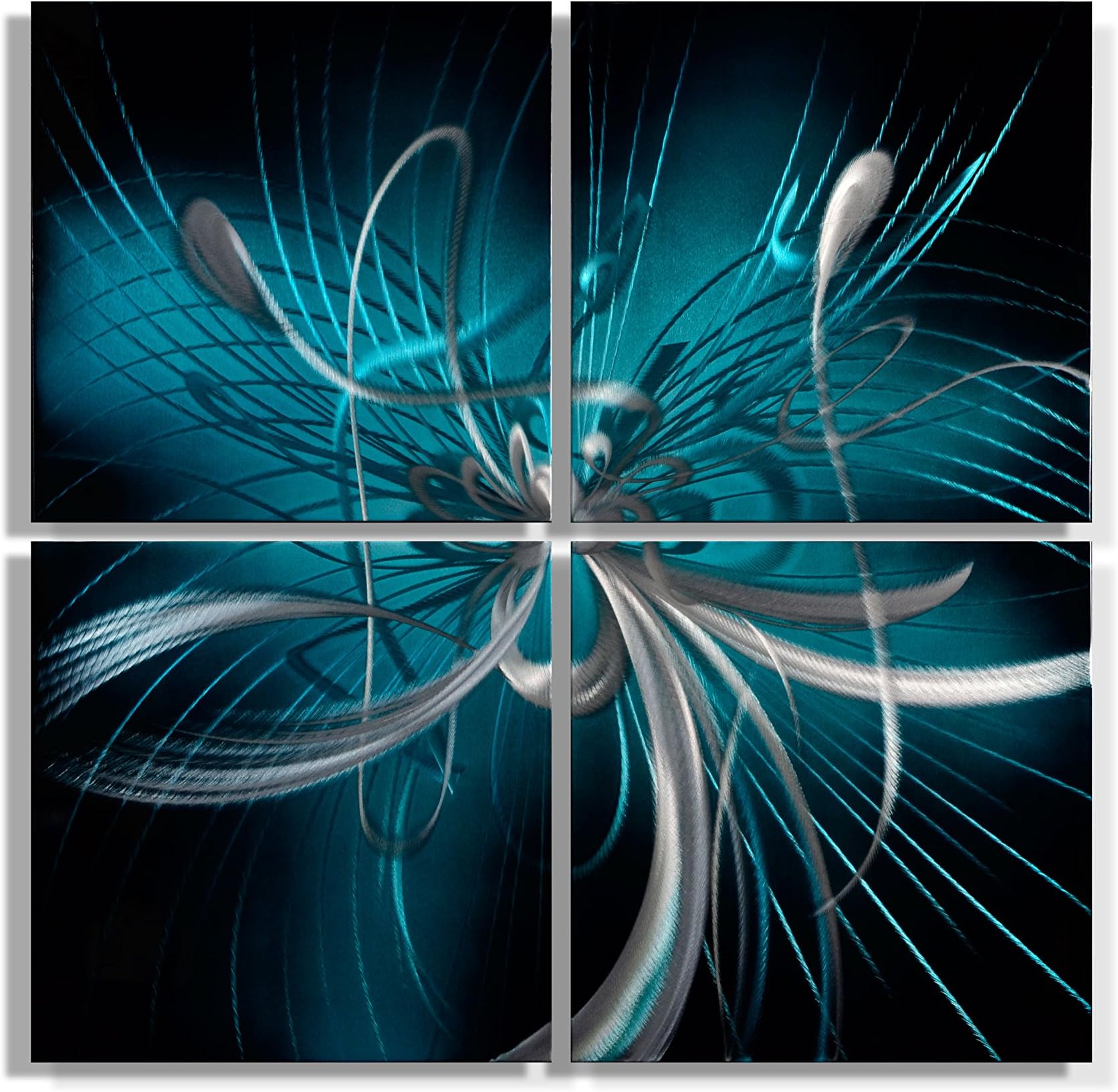 Chaos Star 4-Panel Handmade Metal Wall Art, Blue