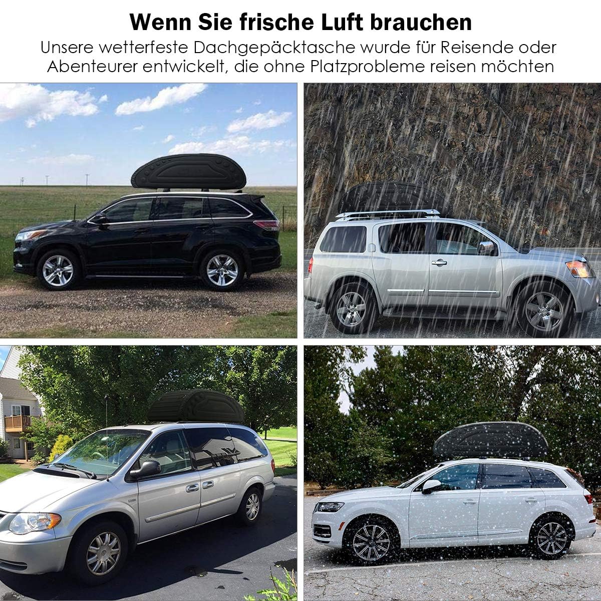 COSTWAY 400L Dachbox Auto, Dachkoffer mit Gurten & Tragetasche, Dachtasche aus Leinenstoff, Gepäcktasche, Gepäckbox, Dachgepäckträger Tasche für Autos, SUV (Schwarz)