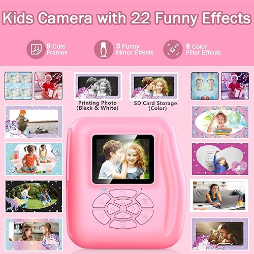 Miniatura 6 de Cámara de impresión instantánea de regalo para niños de 3 a 12 años, cámara digital selfie HD 1080P, juguete de cámara de impresión para niños de 12