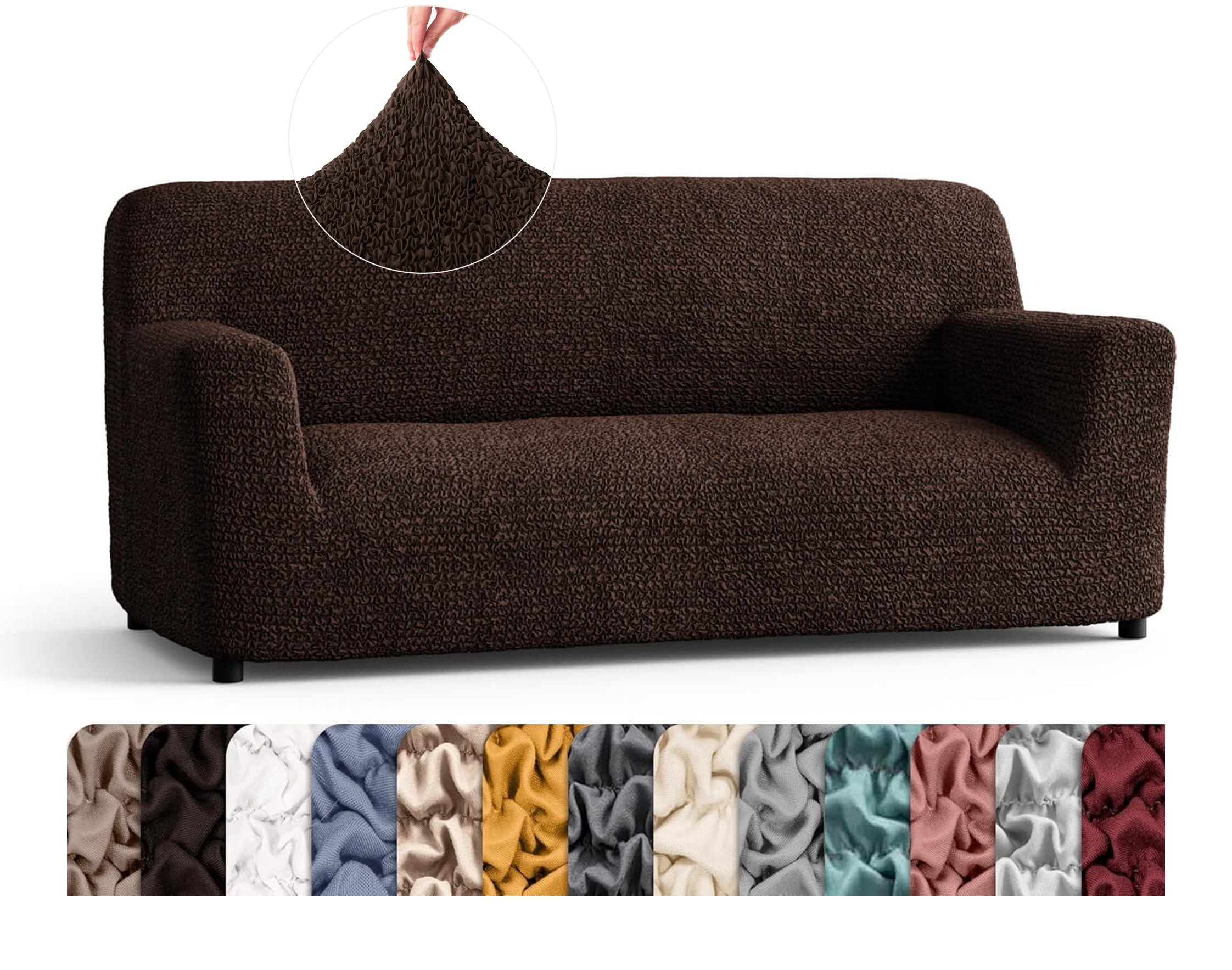 PAULATO BY GA.I.CO. Sofa Slipcover - Stretch Couch Cover - 3 Seater Cushion Sofa Cover - Soft Fabric Slip Cover - 1-Piece Form Fit Washable Protector