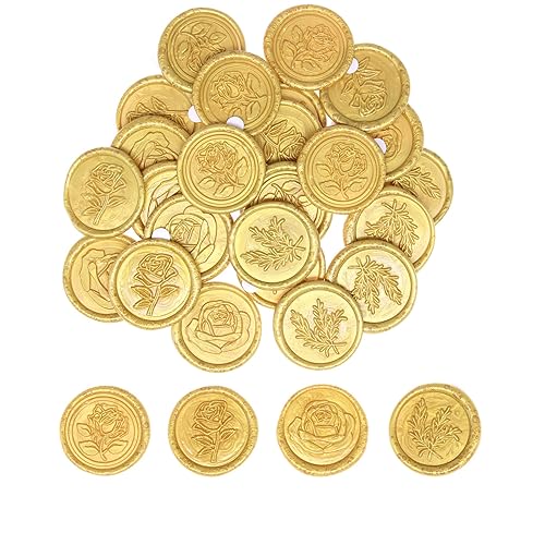 Miniatura 1 de LSYGXYZ Calcomanías adhesivas de cera en 4 estilos 24 piezas hechas a mano para sello de cera de sello calcomanías adhesivas para sello de cera de