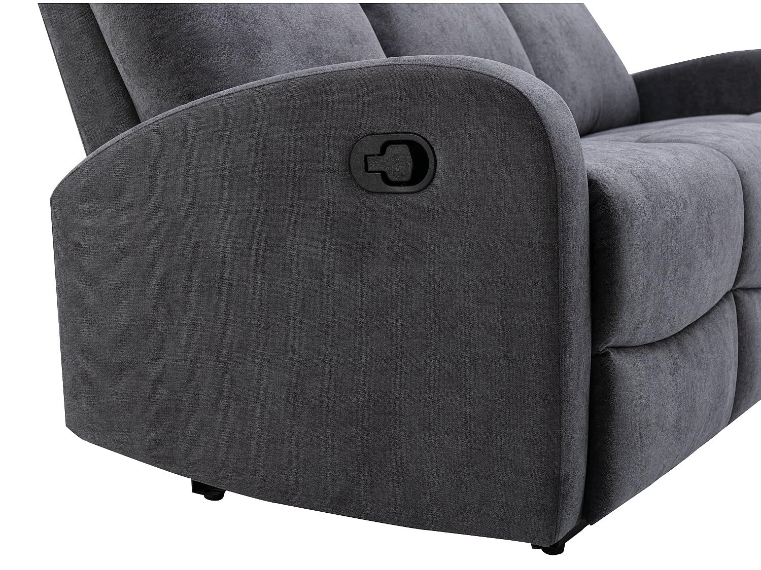 Vente-unique - Divano relax 3 posti Evelyn - poliestere - grigio | Meccanismo di relax manuale, Meccanismo relax manuale, Stile contemporaneo, Colori neutri
