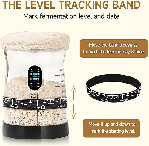 Miniatura 2 de Kit de inicio de masa madre de 50 onzas de diámetro ancho y gran capacidad para masa madre - Suministros perfectos para hornear pan de masa madre,