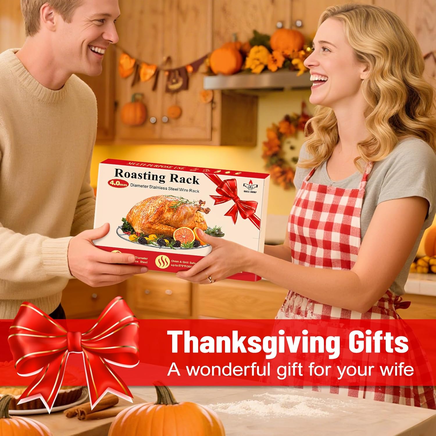 12inch Stainless Steel Roasting Rack, Oval Roasting Rack for Oven Rack with Cooking, Grilling, Drying, Gifts for Mom Woman Wife