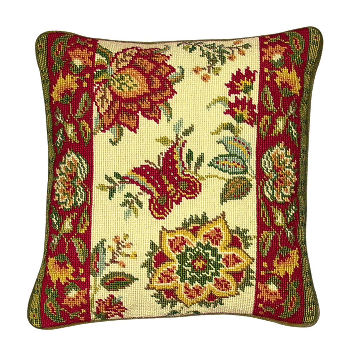 C&F Home Colonial Williamsburg Tracery Floral #2 Needlepoint Pillow 14