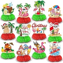 Hawaiian Christmas Decorations, 12 Pcs Honeycomb Centerpieces | Hawaiian Mele Kalikimaka Table Centerpieces, Summer Christmas Party Decor, Easy to Assemble and Reusable