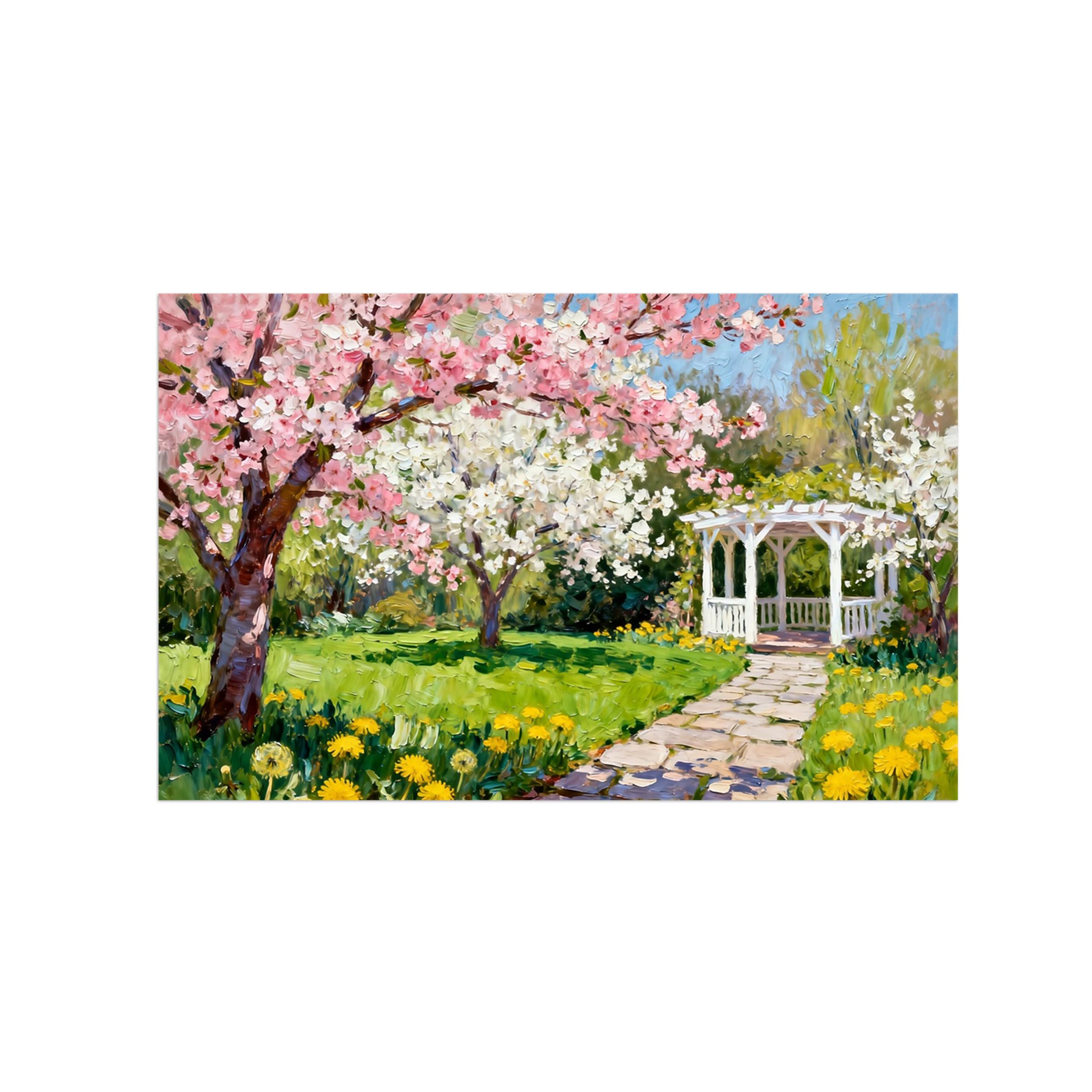 OZPWBVY Spring Garden Landscape Canvas Wall Art Picture 40x65cm Unframed