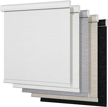 Boolegon Blackout Roller Shades for Windows, Pure White, 42" W x 36" H