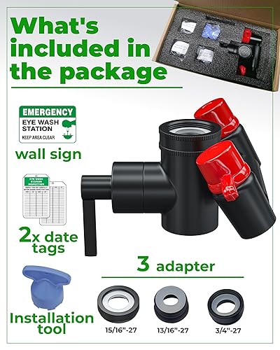 Miniatura 5 de Skywin Kit de lavado de ojos  Unidades de lavado de ojos negro, estación de lavado de ojos de emergencia montada en grifo  Estación de lavado de