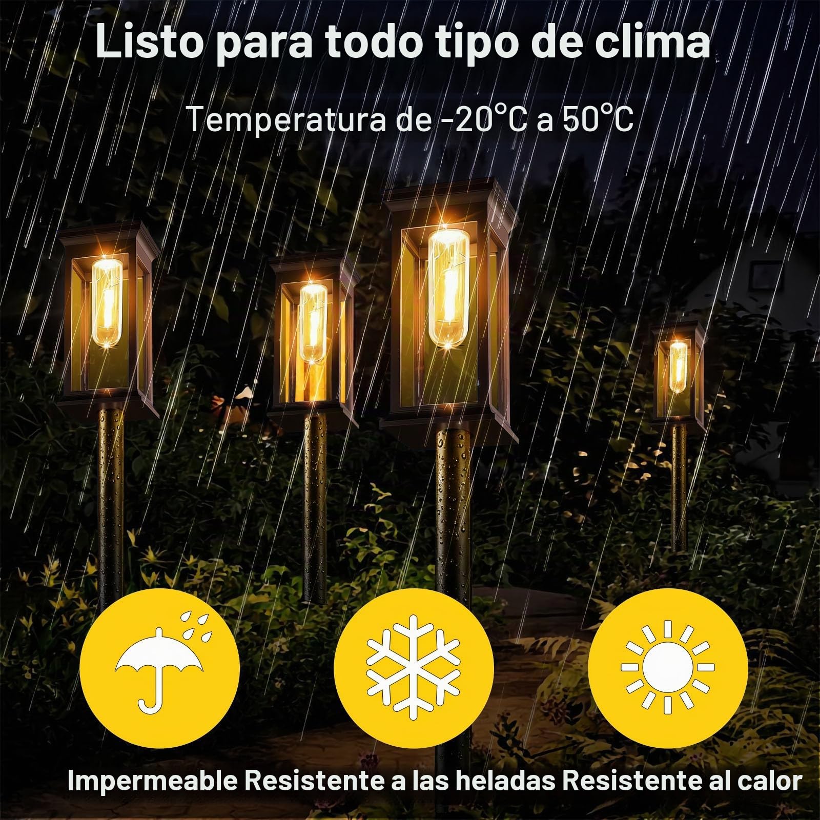 8 Piezas Luces Solares Led Exterior Jardin, IP65 Luces Solares Jardin, Mejorada LED Luz Solar Exterior Jardín para Patio, Camino, Césped, Blanco Cálido