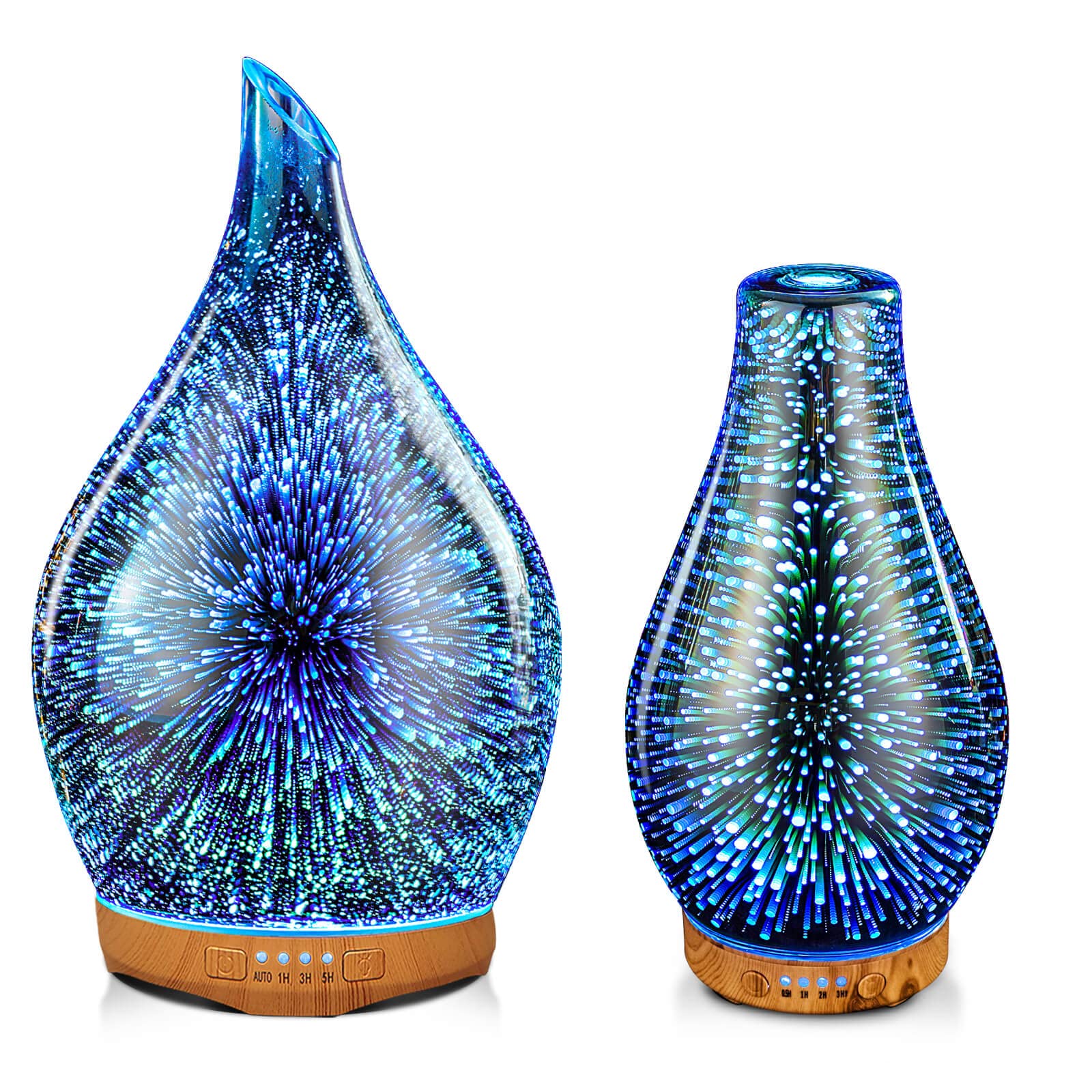 Porseme 280ml Aladdin Vase+100ml Volcano Essential Oil Diffuser 3D Glass Aromatherapy Ultrasonic Humidifier,Air Refresh Auto Shut-Off,Timer Setting, BPA Free for Home Hotel Yoga Leisure SPA Gift