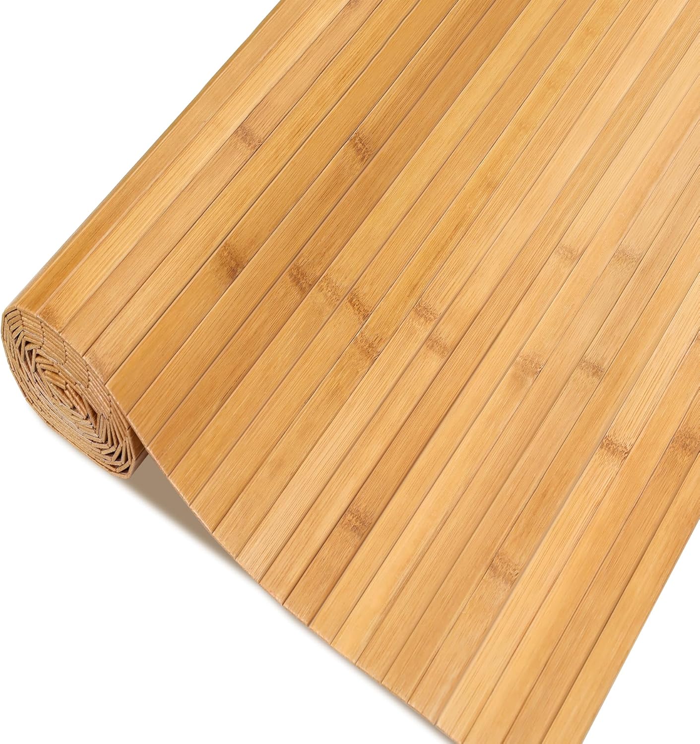 Natural Bamboo Wall Panel,Renewable Pole Wrap Bamboo Wainscoting Paneling for Interior Decoration,Wall Decor, Ceiling Cabinet Furniture,Kitchen Island (Natural, 16" x 94.5") Natural 16" x 94.5"