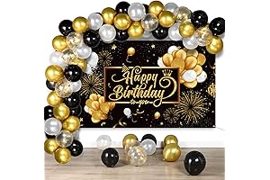 Black & Gold Balloon Arch Garland: 50 Piece Party Decorations