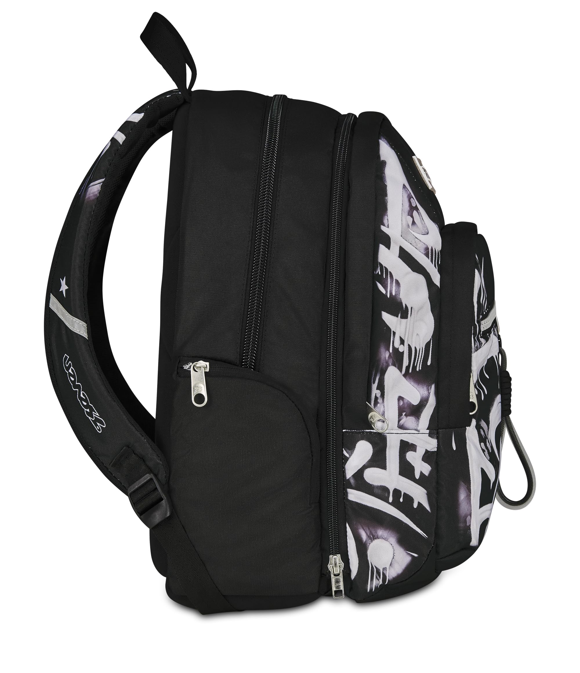 Seven Zaino Scuola Dual Detach PLUMPY LINE BOY, Nero, 32 L, Doppio Scomparto, Multifunzione, Zaino Staccabile, Tasca con organizer, Scomparto porta pc, Scuola media e superiore, Bambino, Ragazzo