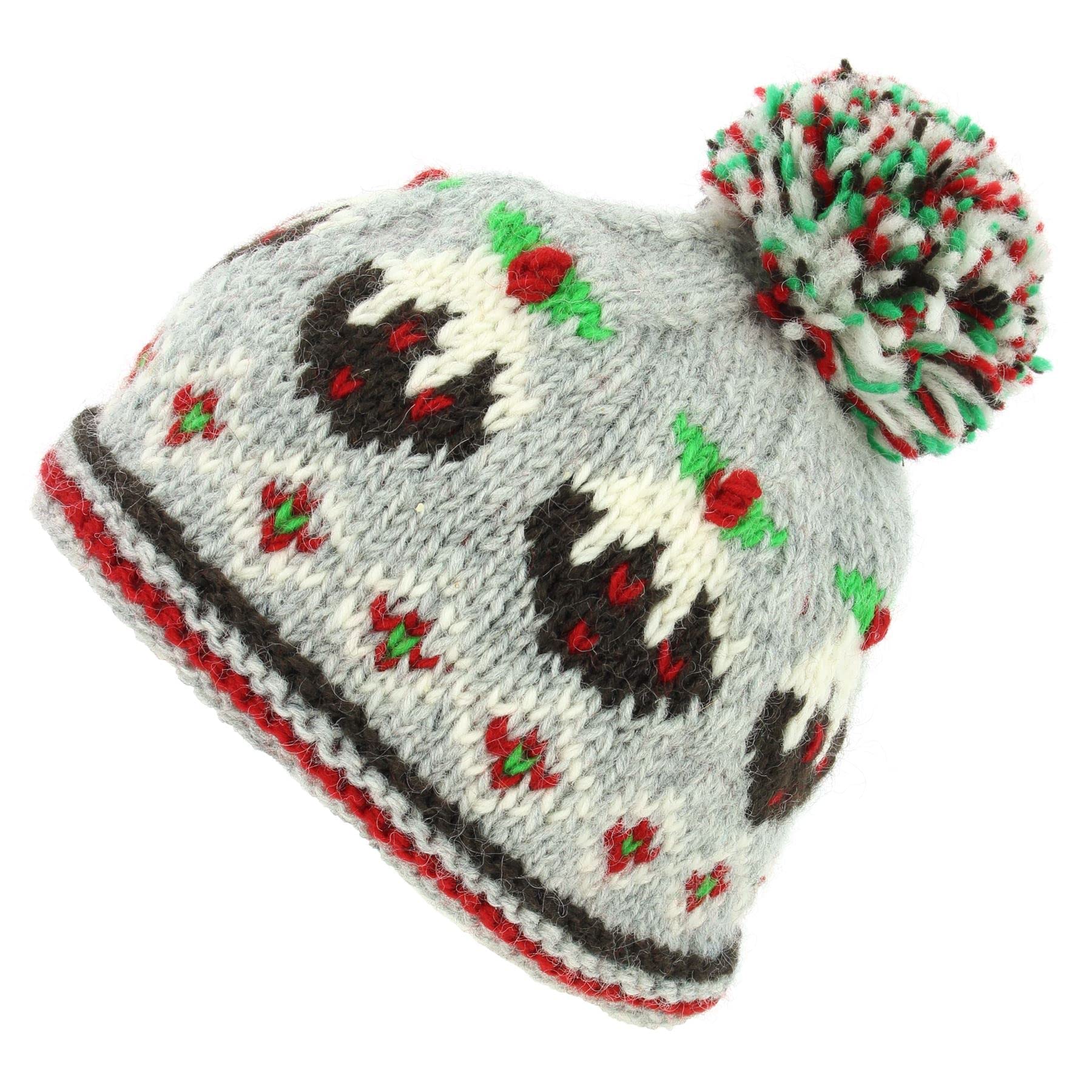 Loudelephant Unisex Christmas Puddings Hand Knitted Wool Beanie Bobble Hat