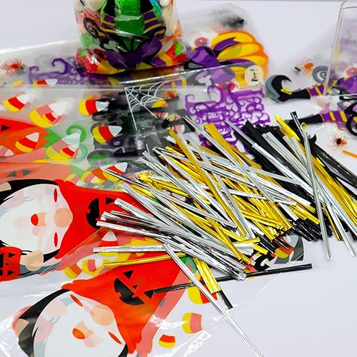 Miniatura 5 de VEYLIN 120 bolsas de celofán de Halloween, bolsas de dulces transparentes para dulce o dulce para suministros de fiesta de Halloween