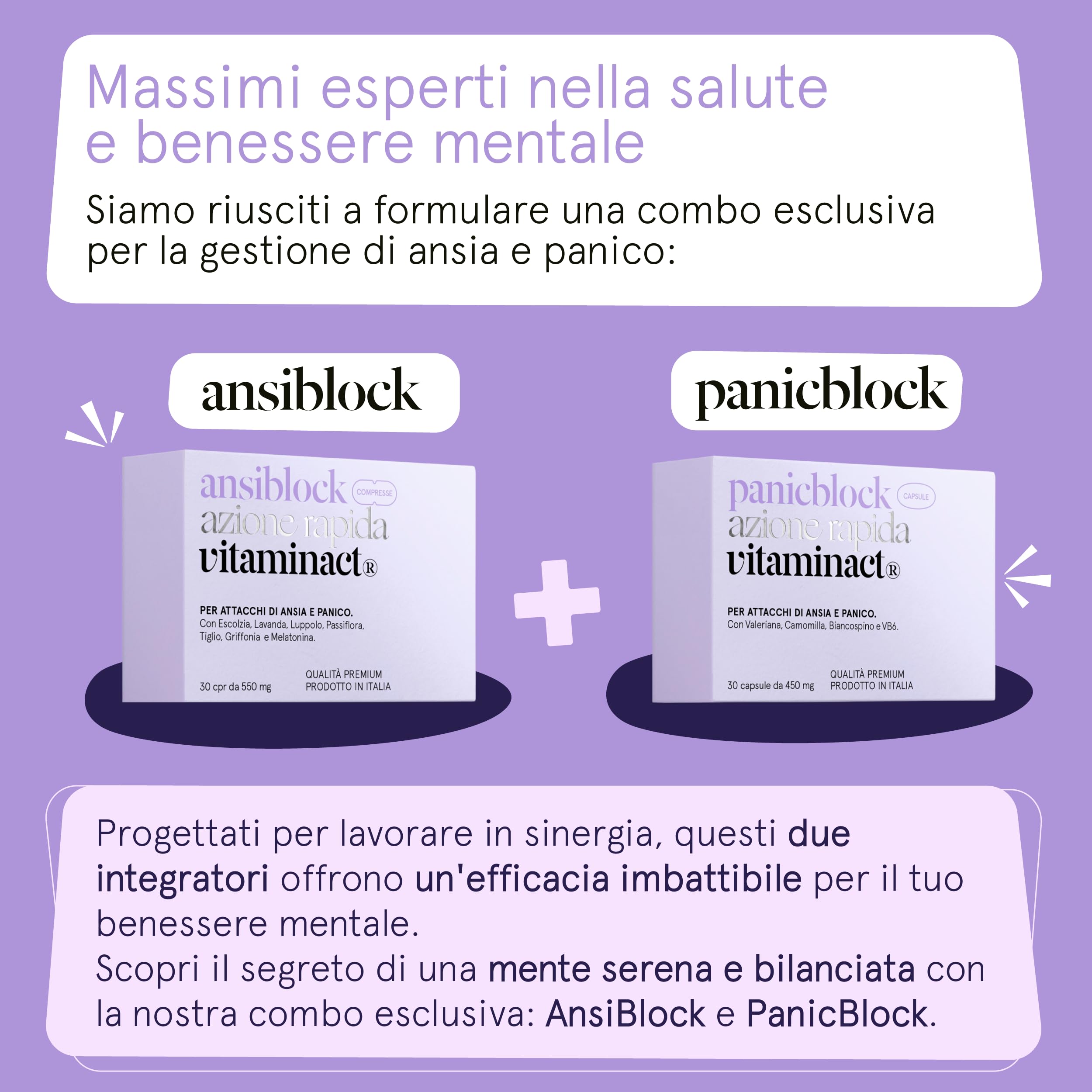 Integratore Ansia 100% Naturale | Ansiblock Azione Rapida | Potenziato con Passiflora Griffonia Melatonina Escolzia per Benessere Mentale | Super Rilassante | Blocca l’Ansia e Stress in Totale Relax