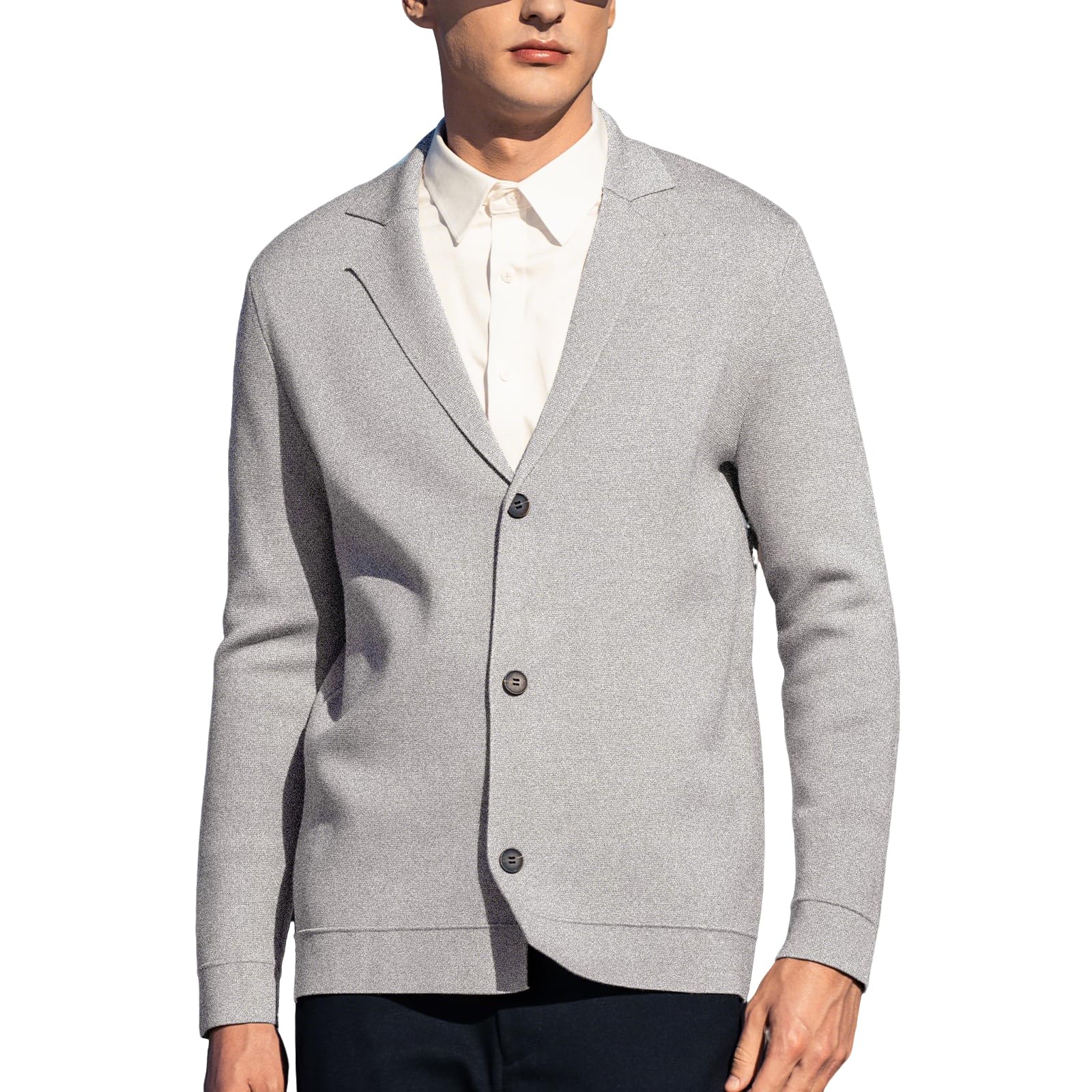 Men's Cardigan Sweater Button Front V-Neck Long Sleeve Knit Sweaters