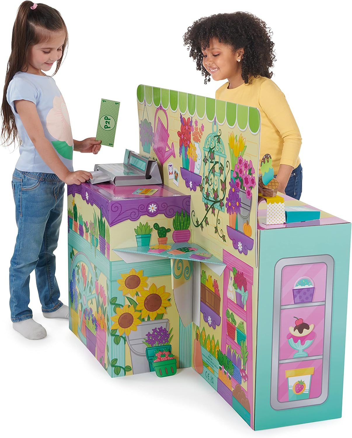 Pop2Play Pretend Playset – Lifesize Ice Cream Shop Doubles as Flower Market for Hours of Role Play Fun – Spacesaver Toy Folds Flat