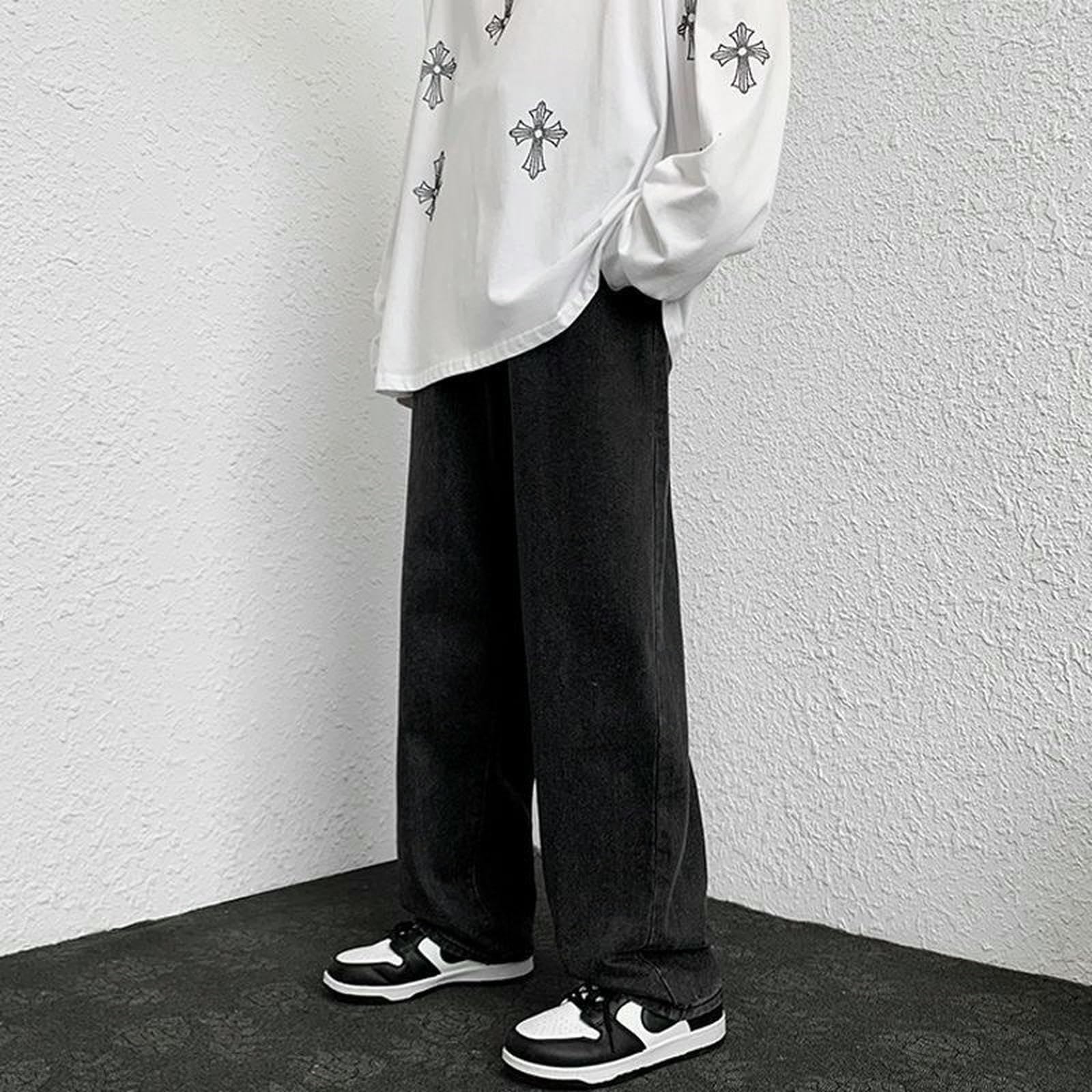 Dżinsy z otworami retro dżinsy męskie na lato, cienkie, luźne, proste, uniwersalne trendy, szerokie nogawki, do noszenia na co dzień, jasnoniebieskie, XL