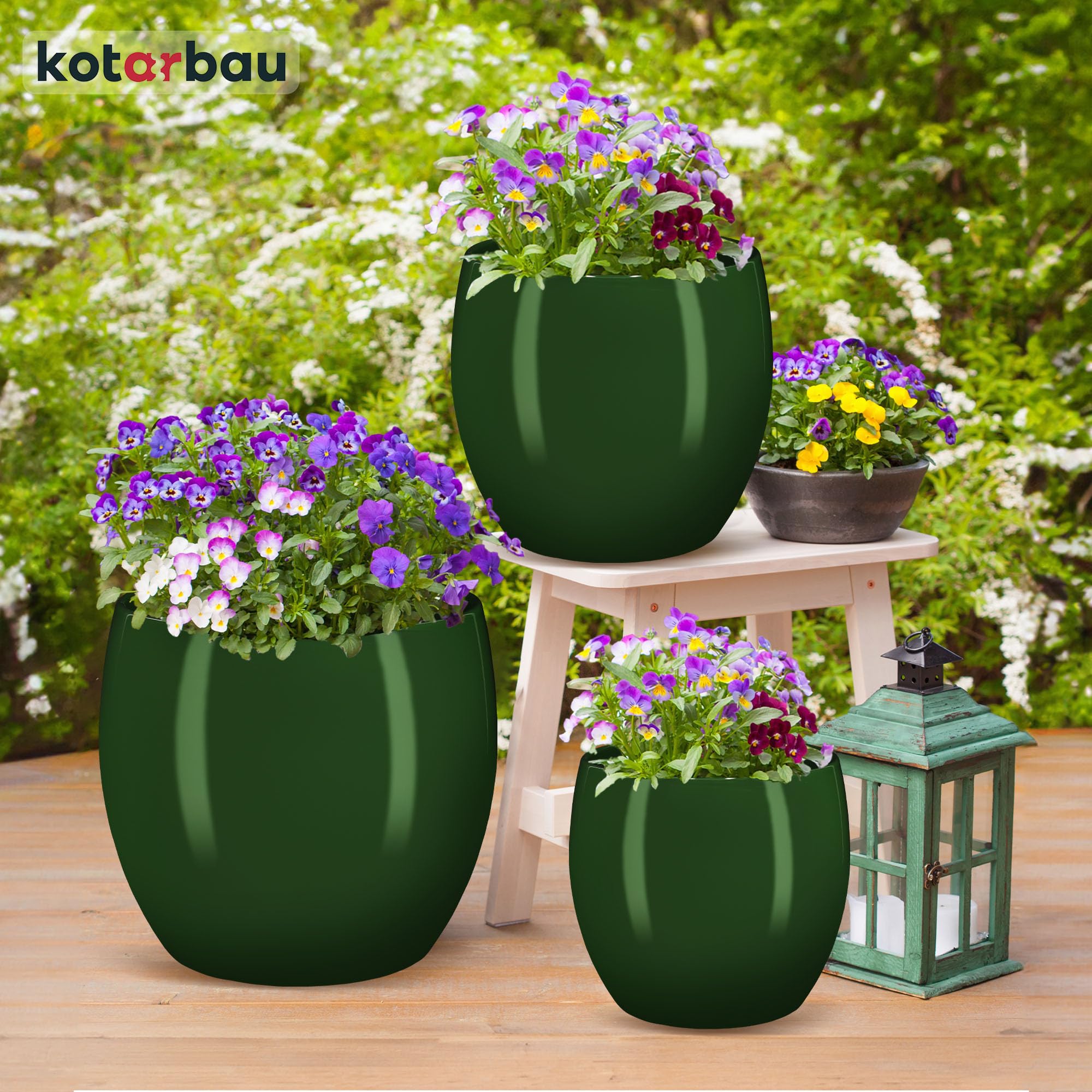 KOTARBAU® Pot De Fleurs Rond Vert De ⌀ 26 cm | Pot en Céramique Émaillée pour Fleurs Et Herbes | Cache-Fleurs en Céramique Émaillée | Cache Fleurs en Céramique | Pot De Fleurs avec Finition Brillante
