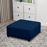 Vista 132 de PureFit Funda otomana rectangular de ajuste suave superelástica, para taburete de pies y muebles de almacenamiento plegables para sala de estar