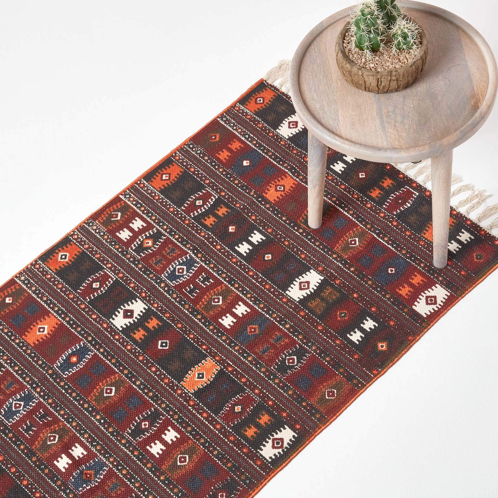 Tapis Kilim Terracotta pour entrée accueillante et couloir élégant