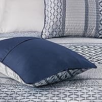 Vista 4 de Madison Park - Juego de edredón de lujo con diseño de rayas jacquard - Para todas las estaciones, colcha de cama ligera, fundas, almohada