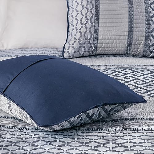 Miniatura 4 de Madison Park - Juego de colchas de lujo con diseño de rayas jacquard - para todas las estaciones, colcha de cama ligera, fundas, almohada