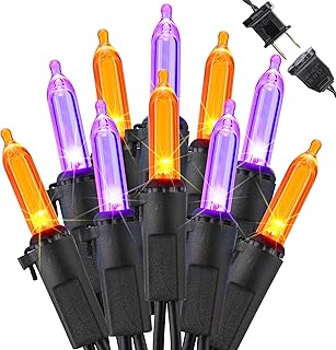 Brizled Purple & Orange Halloween Lights, 33ft 100 LED Halloween String Lights, 120V UL Certified Purple & Orange Lights Connectable Halloween Lights Outdoor for Halloween Tree Garden Home Patio Decor