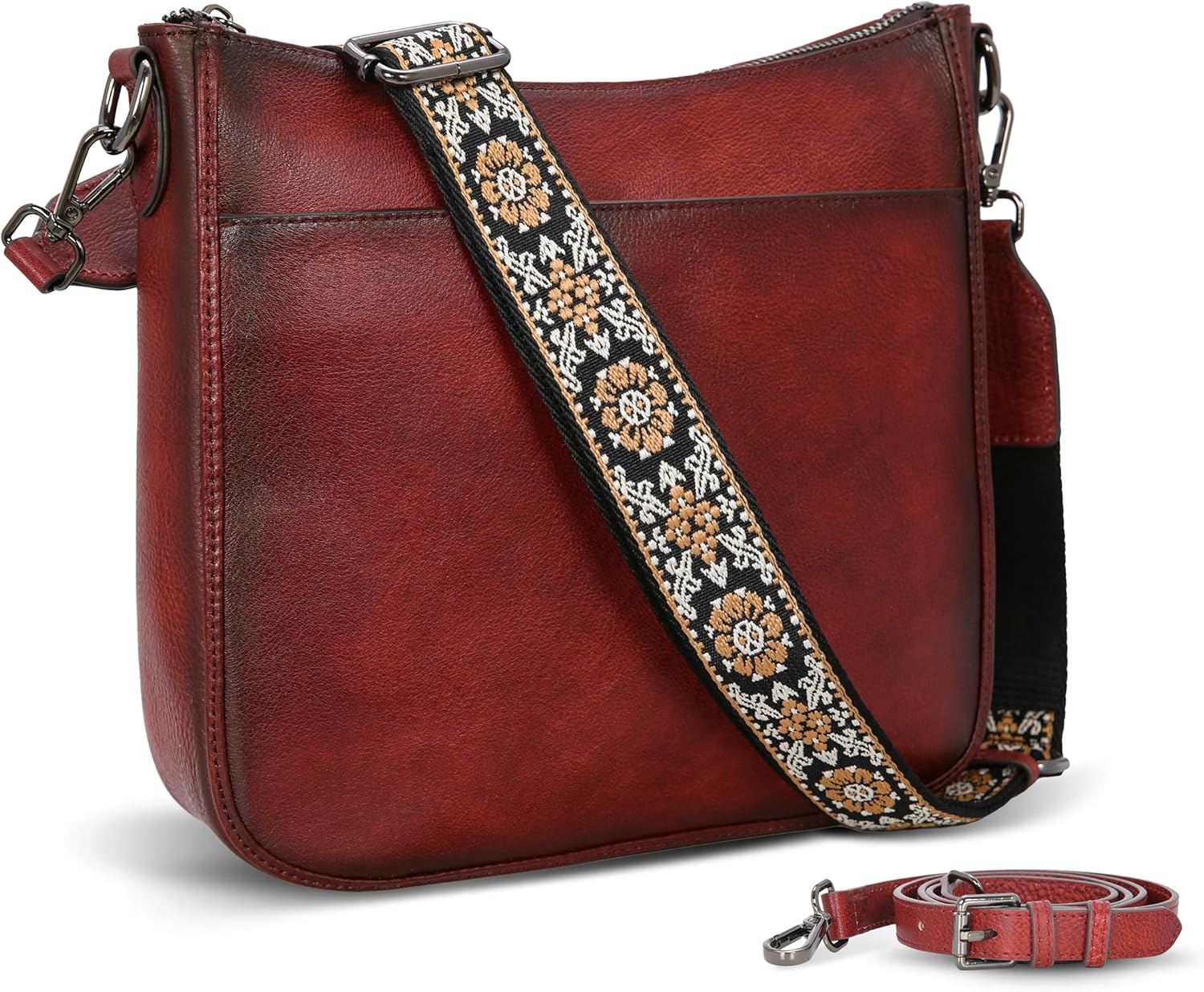 HESHE Leather Purses for Women Crossbody Bag Medium Shoulder Bags with Guitar Strap Satchel Travel Cross Body Purse | Leather, Purses, Medium, with Guitar Strap, Travel, Cross Body Purse