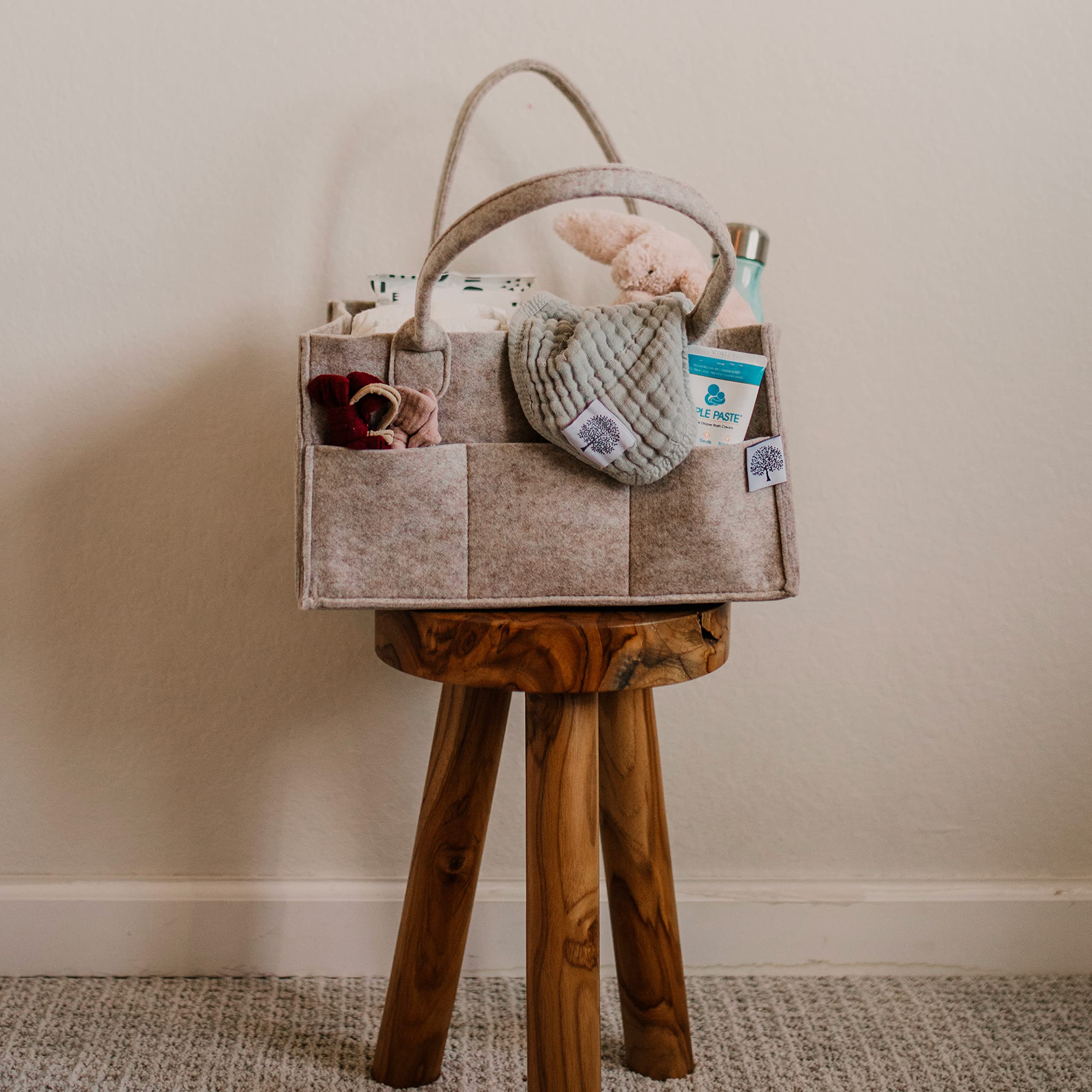 Parker Baby Co. Organizador de pañales – Contenedor de almacenamiento para guardería y organizador de coche para pañales y toallitas húmedas para bebé, avena, grande