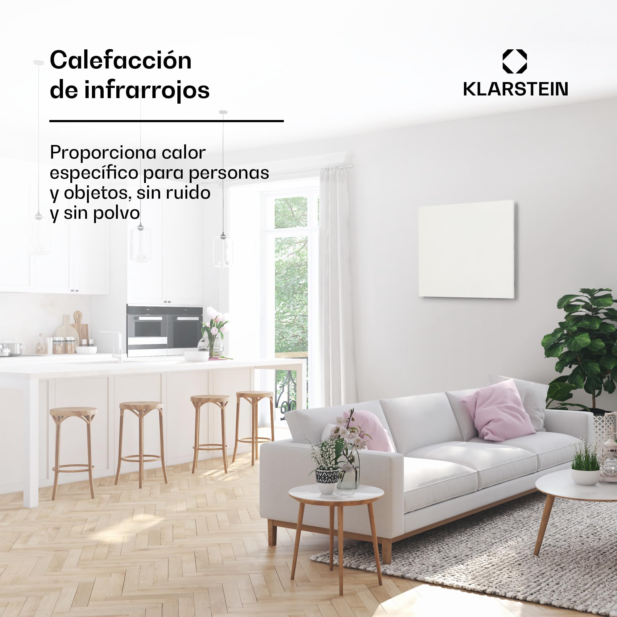 Klarstein Radiador Infrarrojos Pared Potencia, 300W, Placa Calor Bajo Consumo, Panel Radiante Bajo Consumo, Panel Infrarrojos Calefaccion, Calefactores Infrarojos Radiante Pared