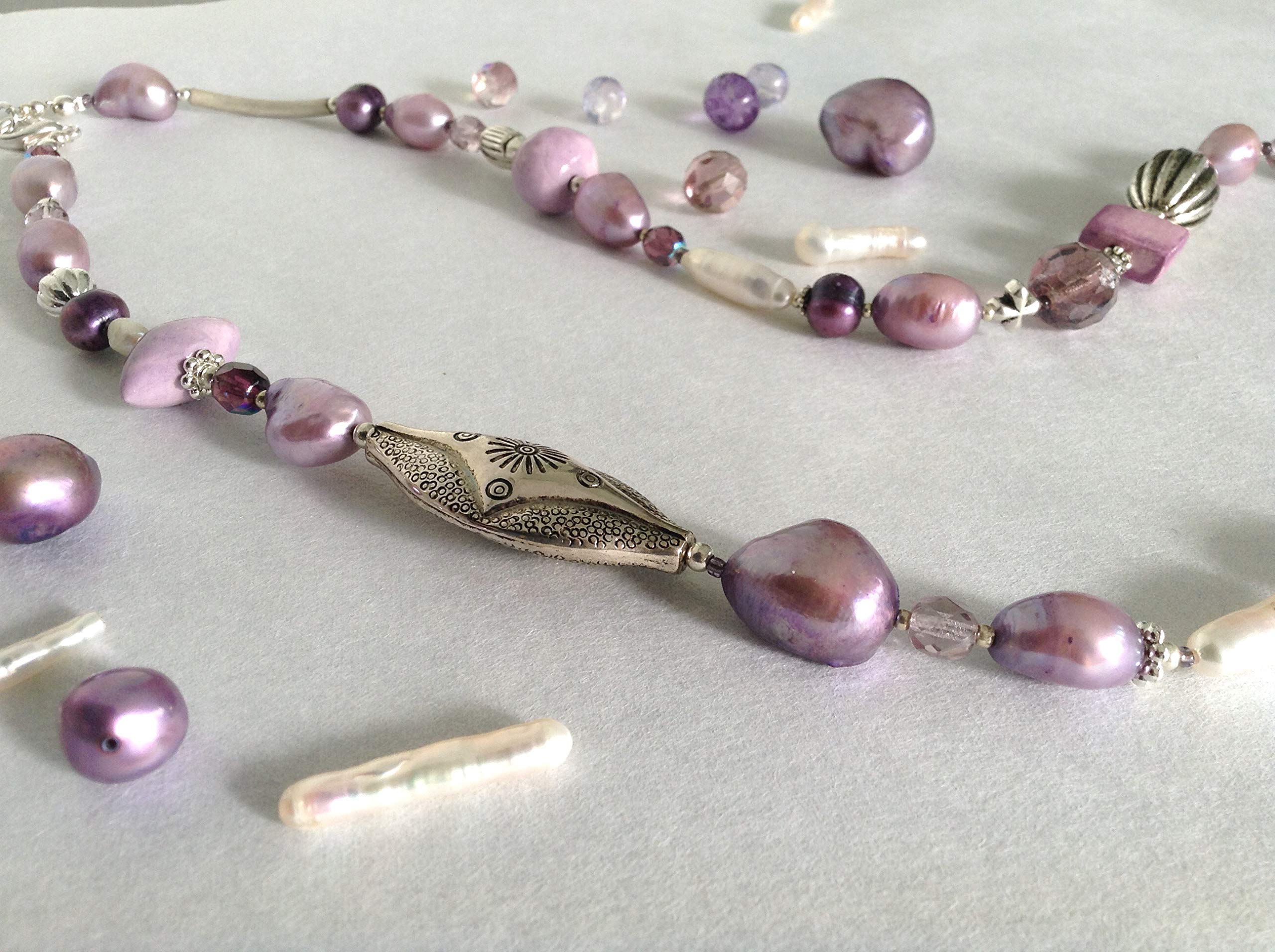 Gioielli d'Artista di Chiara Bo Collana Viola lunga in Perle Pensée