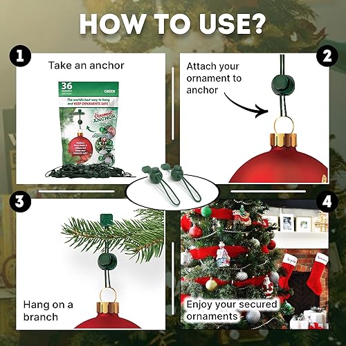 Miniatura 7 de ORNAMENT ANCHOR Ganchos para colgar decoraciones de Navidad, ganchos antideslizantes para Navidad, ganchos resistentes para adornos de árbol de