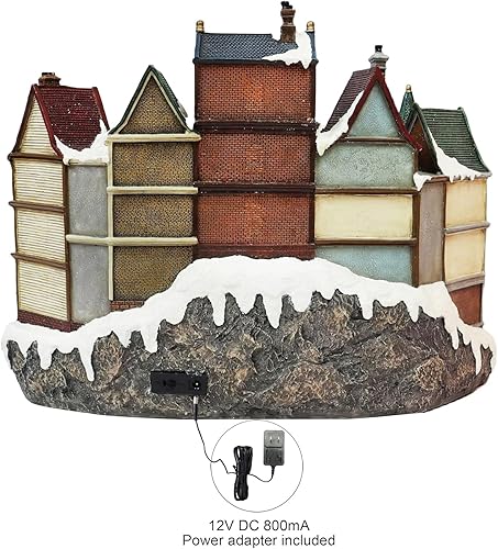 Miniatura 5 de MOMENTS IN TIME Figura animada del ayuntamiento del centro de la ciudad 32 cm Edificio iluminado de pueblo navideño con árbol giratorio, luces LED