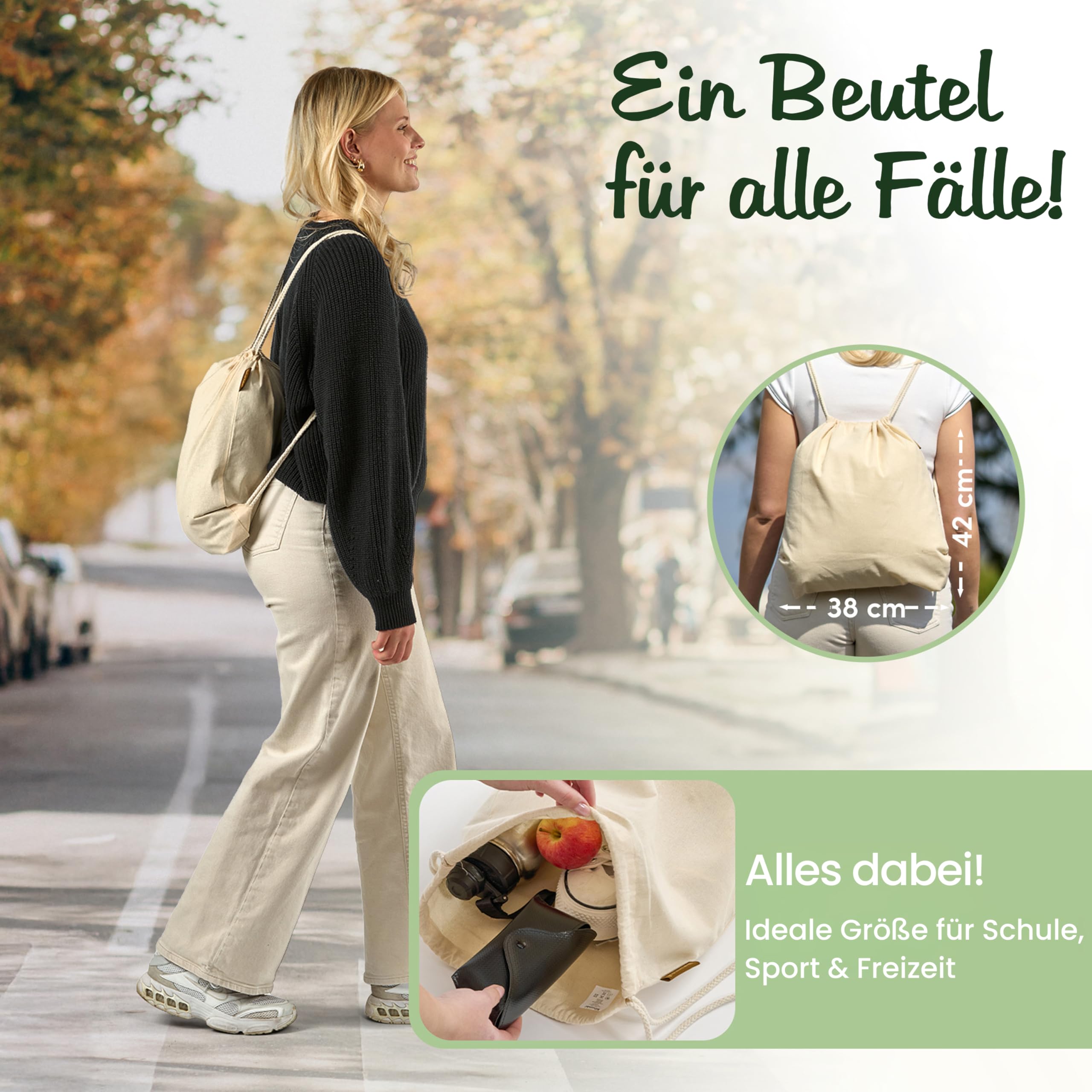 Baumwoll 10er SetNatur Turnbeutel Sportbeutel Zuziehbeutel Gymsack Sack Jute Schule Rucksack