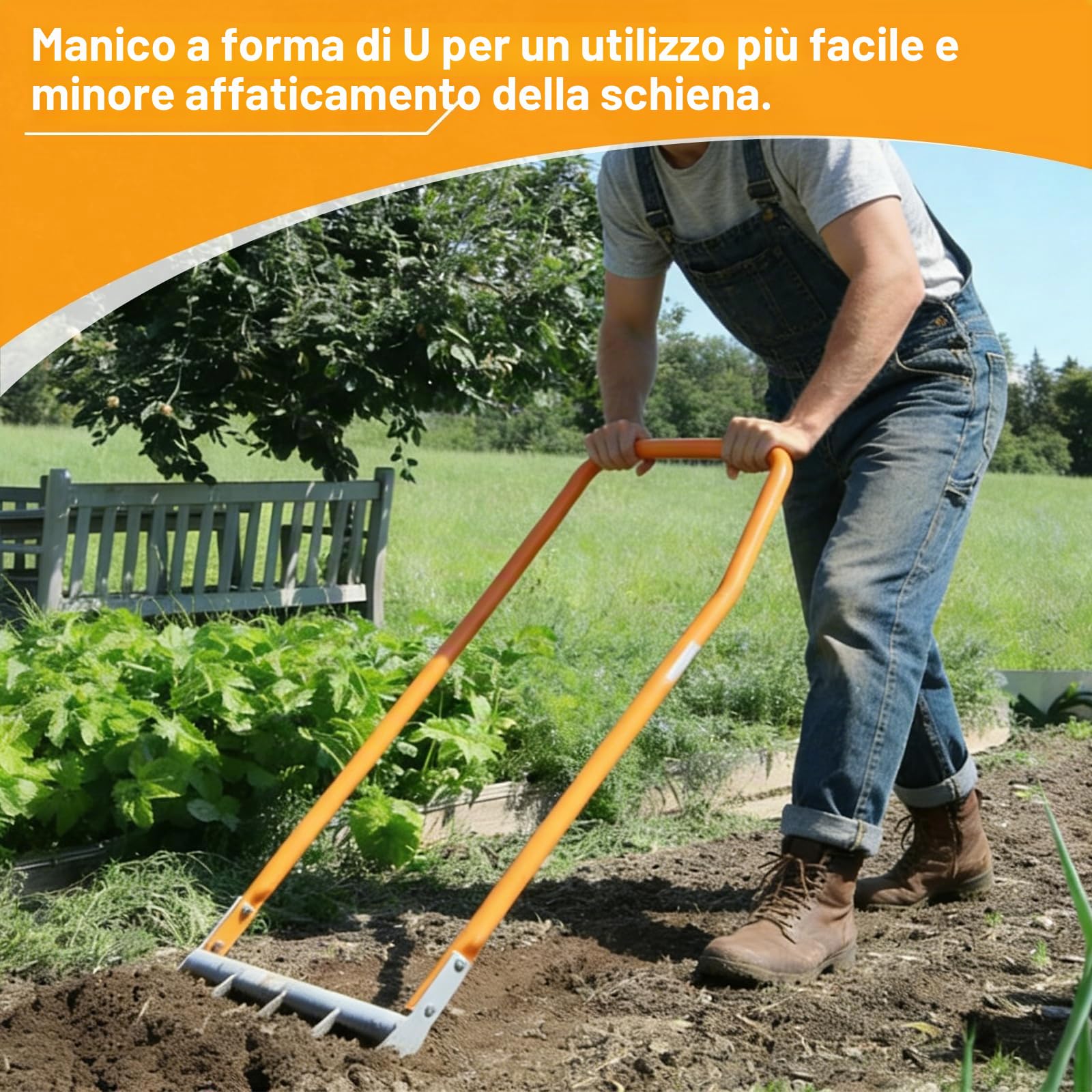 EFUTURETIME Forca Vanga con 5 Denti Doubleshaft 135cm | 50cm Larghezza di Lavoro | Lunghezza Dei Denti 25cm | Allentamento Ottimale e Ventilazione Delle Aiuole