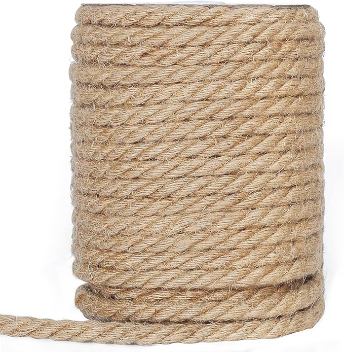 Tenn Well 10mm Jute Rope, 100 Feet Thick Strong Jute Rope Twine String for DIY Cat Scratcher, Garden, Bundling and Crafts Decoration (Brown)